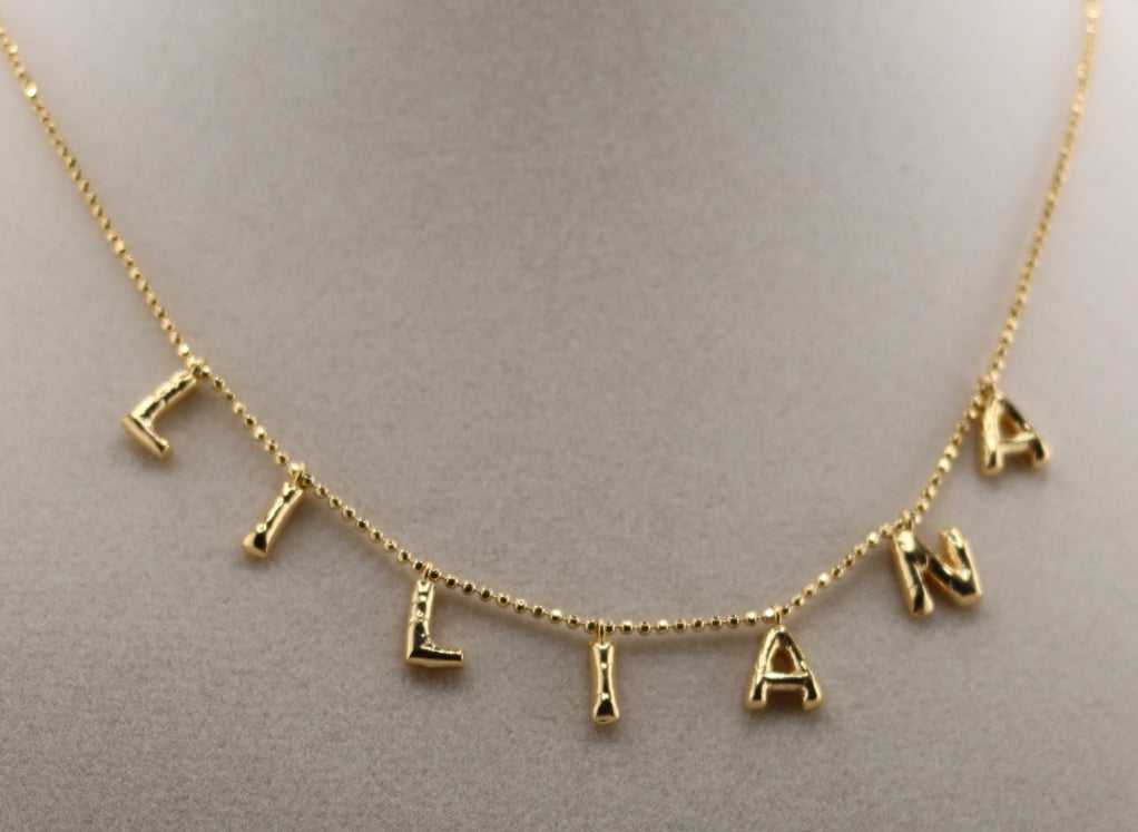 Bubble Letter Charm Necklace